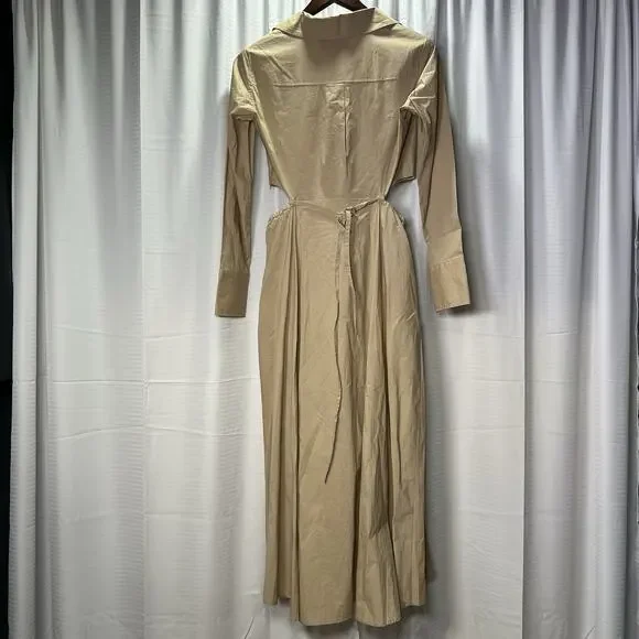 NWT Birgitte Herskind David Dress Trench Cutout Beige Women's Size 36 US 6